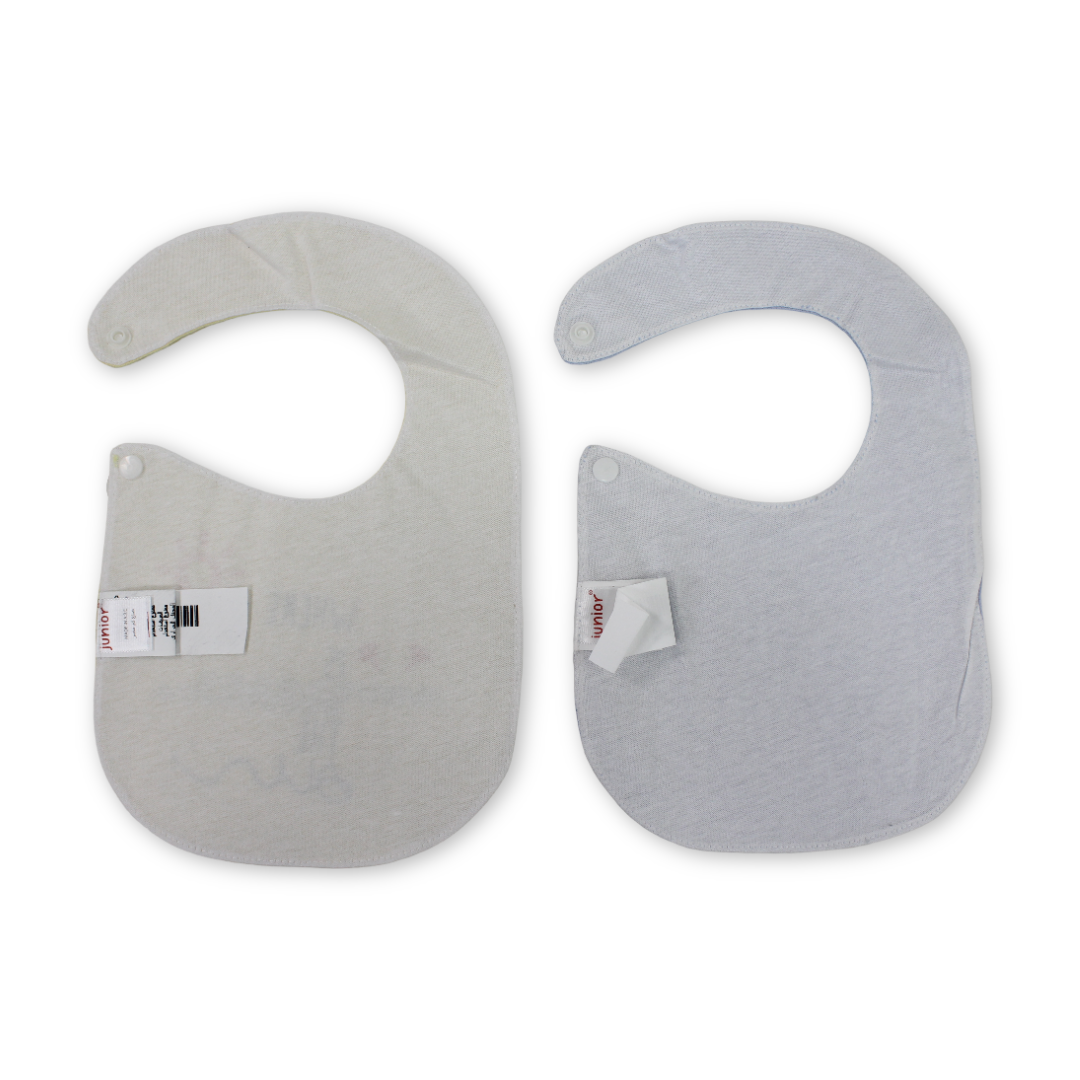 Cotton Baby Bib – Baby Blue & Yellow with "Hello" Print