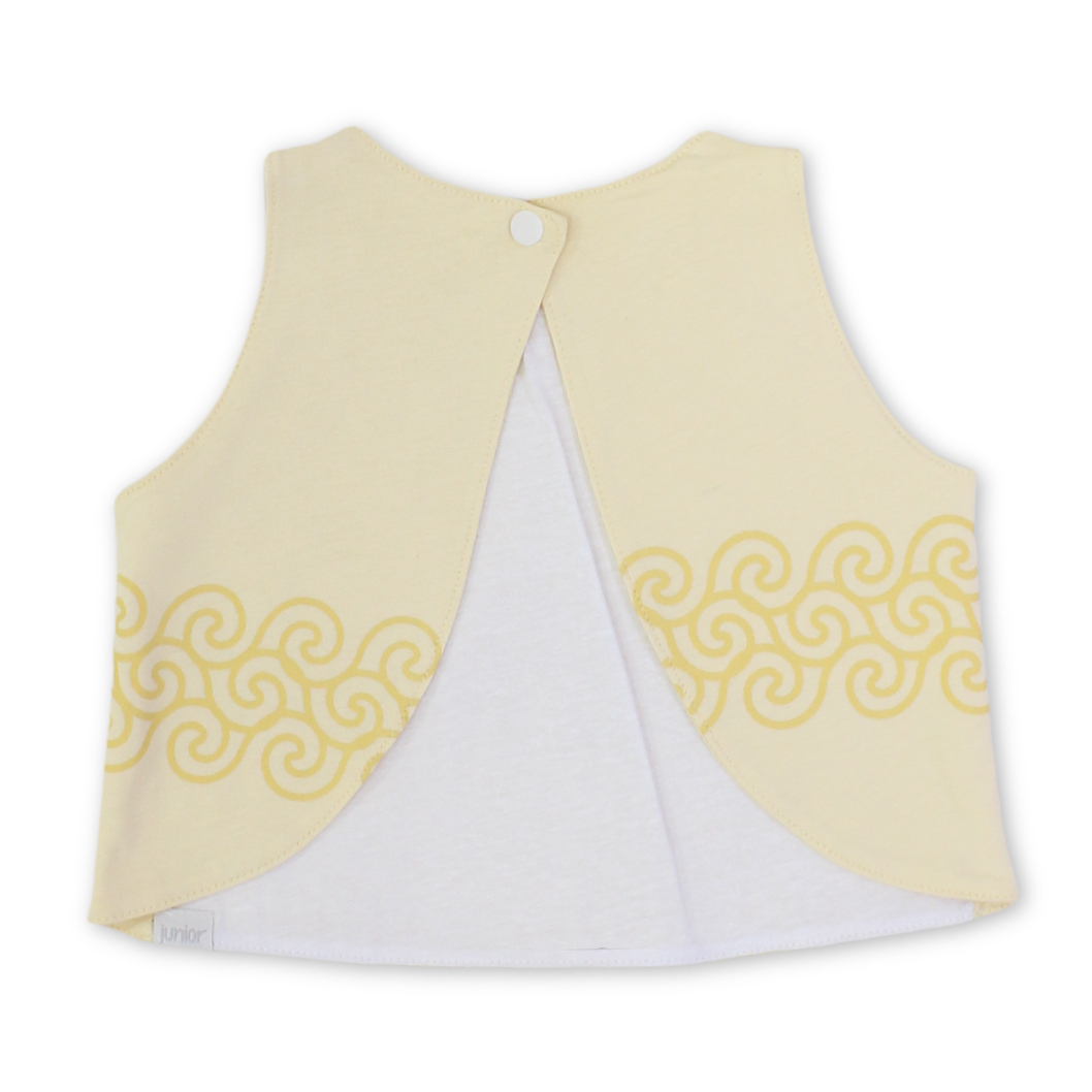 Cotton Baby Bib – Yellow with "There's Wave" Print