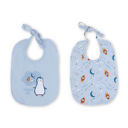 Cotton Baby Bib – Baby Blue with Space & "Dream Big" Print