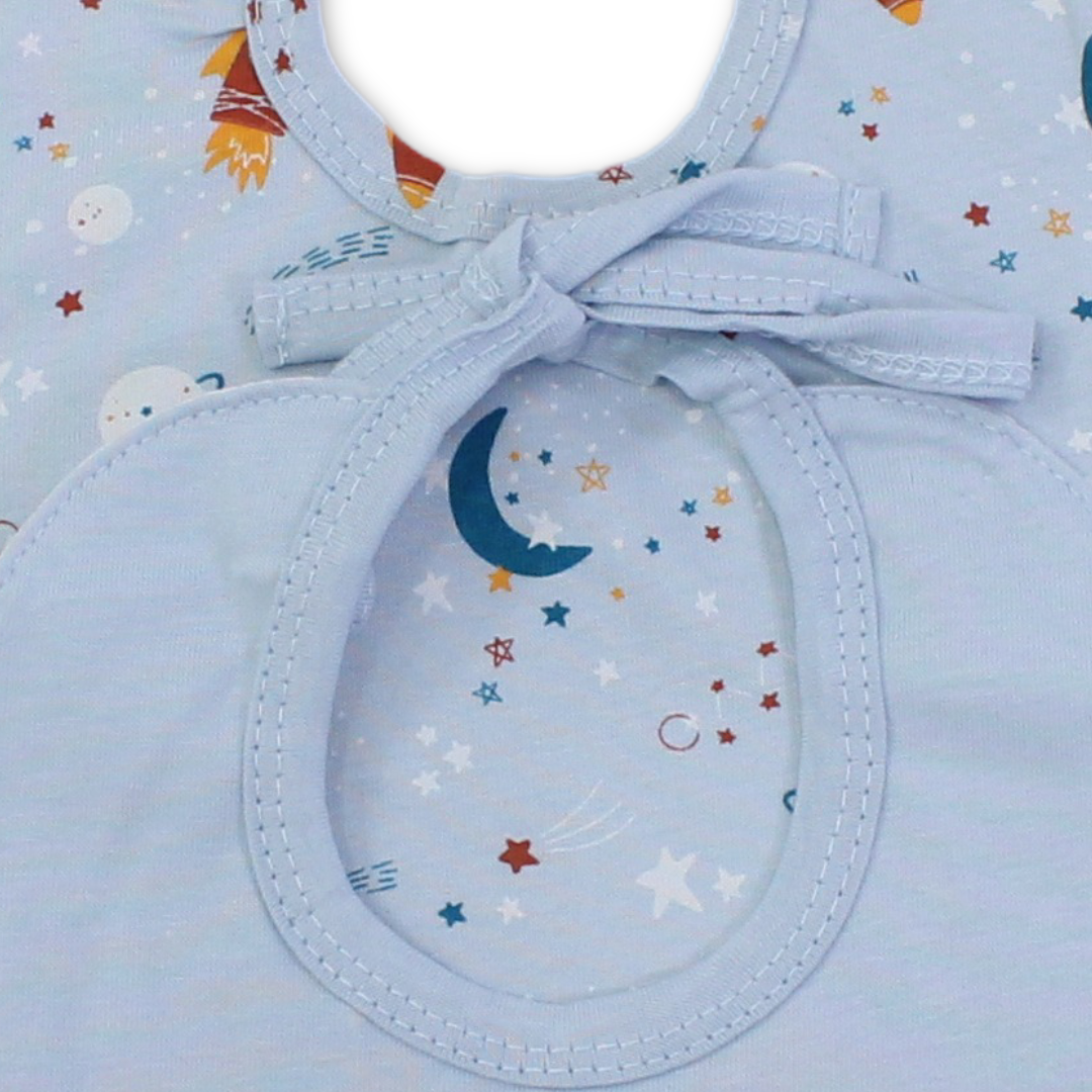 Cotton Baby Bib – Baby Blue with Space & "Dream Big" Print