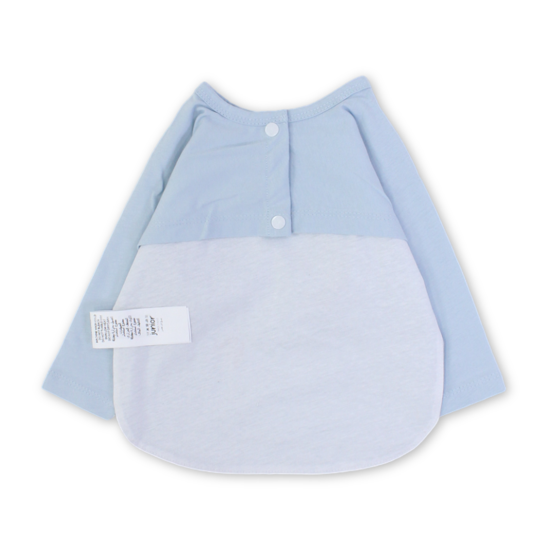 Cotton Long-Sleeved Baby Bib – Baby Blue with Space Print