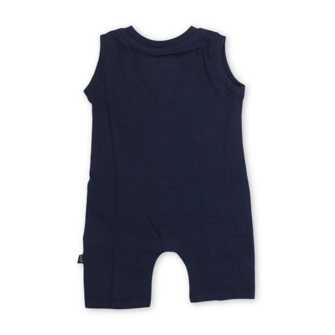 Baby Boys Cotton Romper – Navy with "Get List" Print