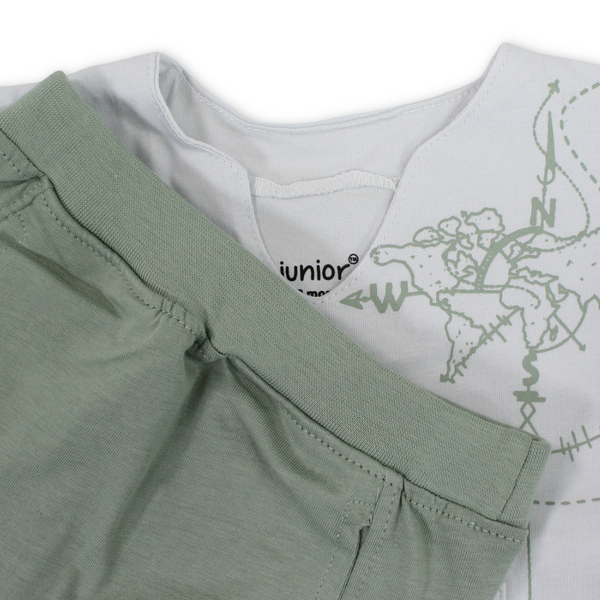 Baby Boys Cotton Pajama – Mint with Map Print
