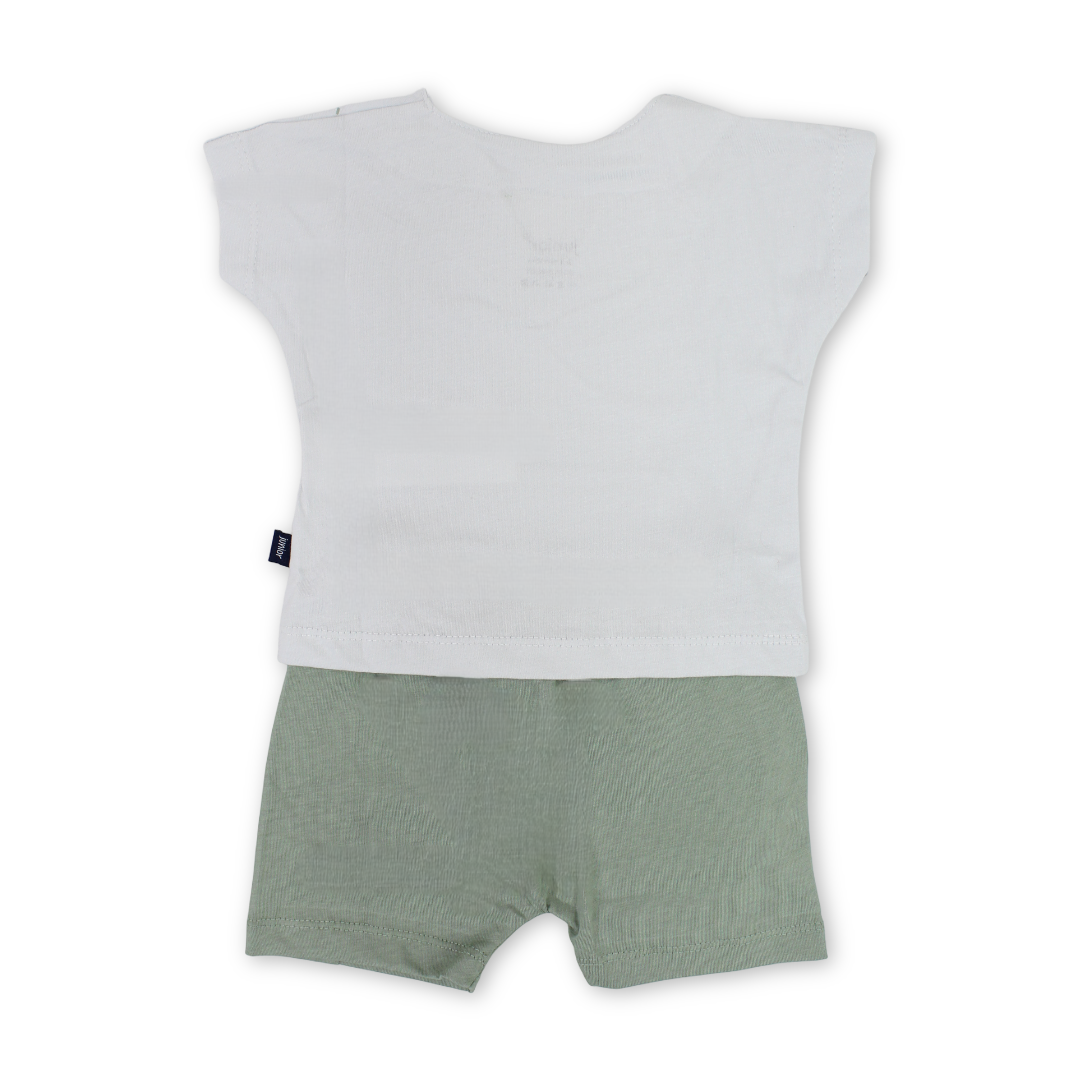 Baby Boys Cotton Pajama – Mint with Map Print