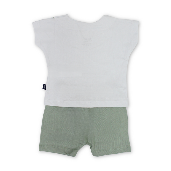 Baby Boys Cotton Pajama – Mint with Map Print