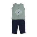 Baby Boys Cotton Sleeveless Pajama – Pestage with Compass Print
