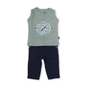 Baby Boys Cotton Sleeveless Pajama – Pestage with Compass Print