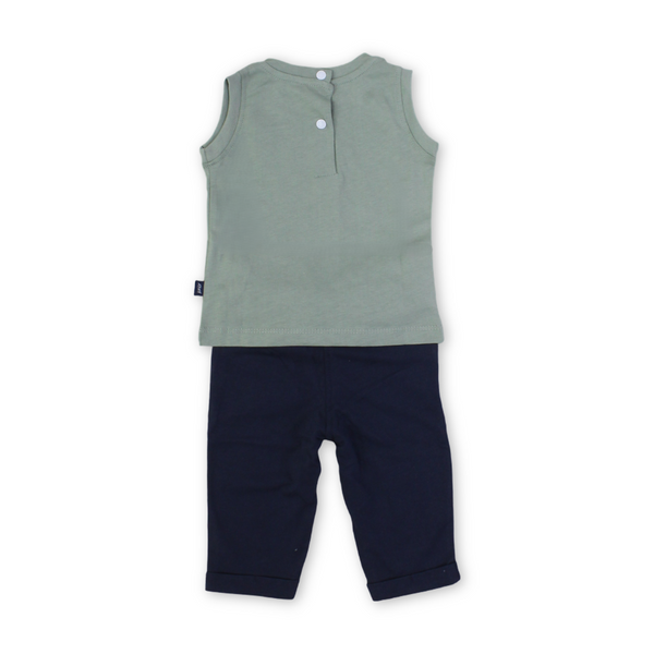 Baby Boys Cotton Sleeveless Pajama – Pestage with Compass Print