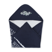Cotton Baby Blanket – Grey & Navy with "Get List" Print