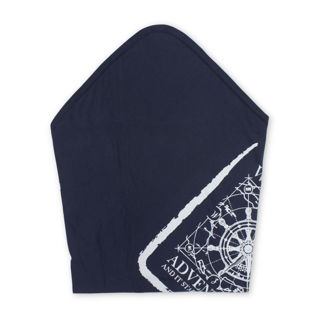 Cotton Baby Blanket – Grey & Navy with "Get List" Print