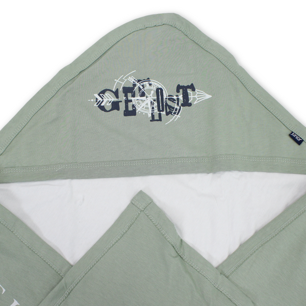 Cotton Baby Blanket – Grey & Pestage with "Get List" Print