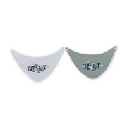 Cotton Baby Bib – Grey & Pestage with "Get List" Print
