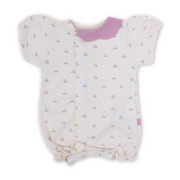 Baby Girls Cotton Romper – Beige with Flowers Print