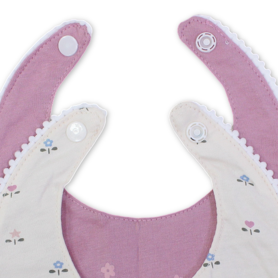 Cotton Baby Bib – Beige & Dusty Pink with "Wonderful" Print