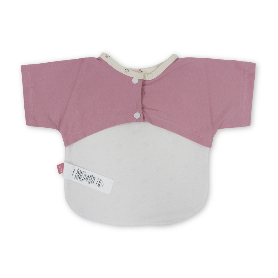 Cotton Baby Bib – Beige & Dusty Pink with Flowers Print - Clothing - Junior