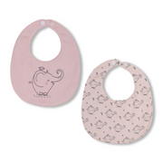 Cotton Baby Bibs – Pink with Cute Elephant Prints ( 2 Pieces )