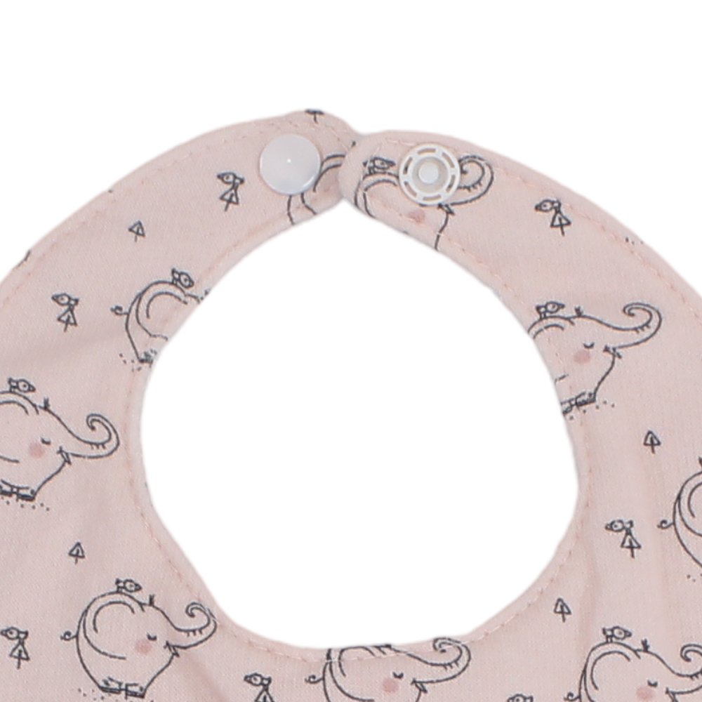 Cotton Baby Bibs – Pink with Cute Elephant Prints ( 2 Pieces )