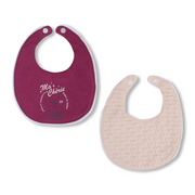 Cotton Baby Bibs  – Fuchsia & Pink with Cherry Design (2 Pieces)