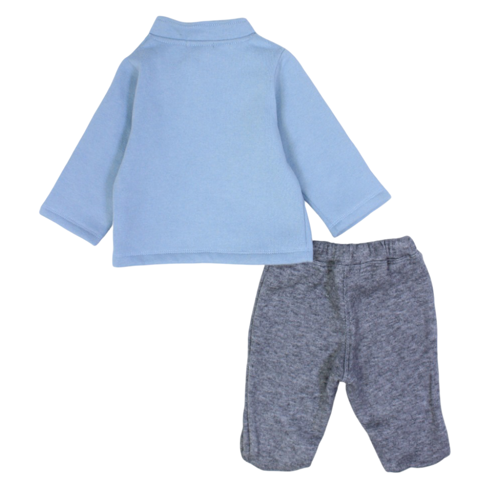 Baby Boys Cotton Pajama  Set – Light Blue with Trees & Direction Signs Design
