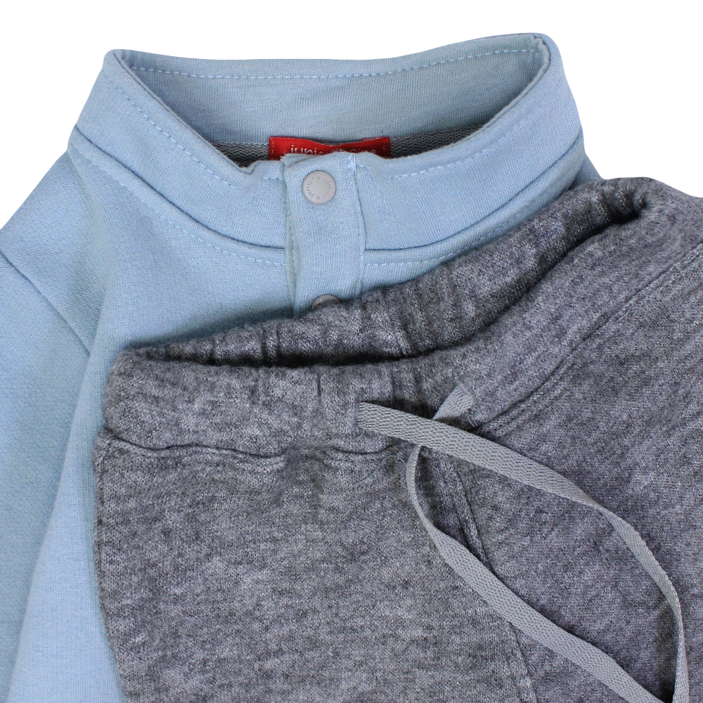 Baby Boys Cotton Pajama  Set – Light Blue with Trees & Direction Signs Design