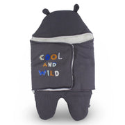 Baby Boys Cotton Swaddle – Grey with “Cool and Wild“ Design