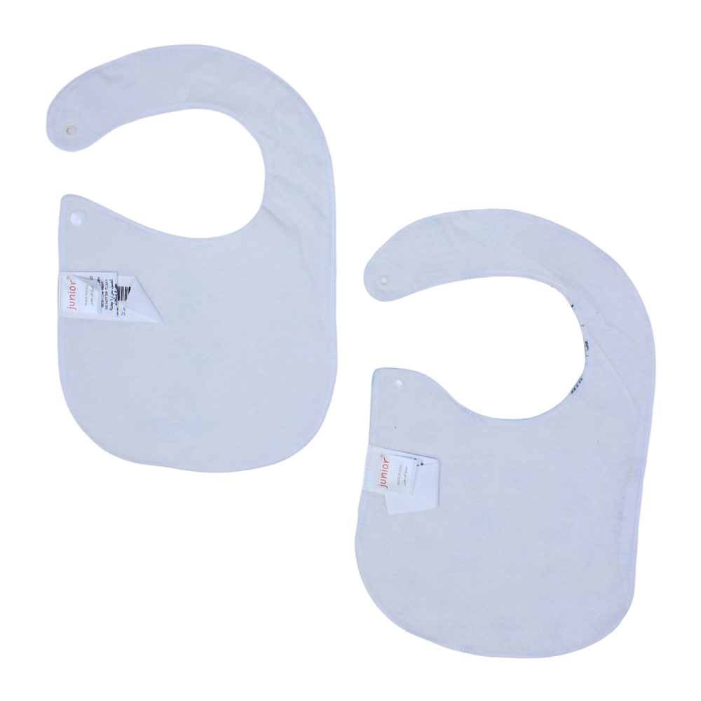 Cotton Baby Bib – Off White with Animals Design (2 Pieces)