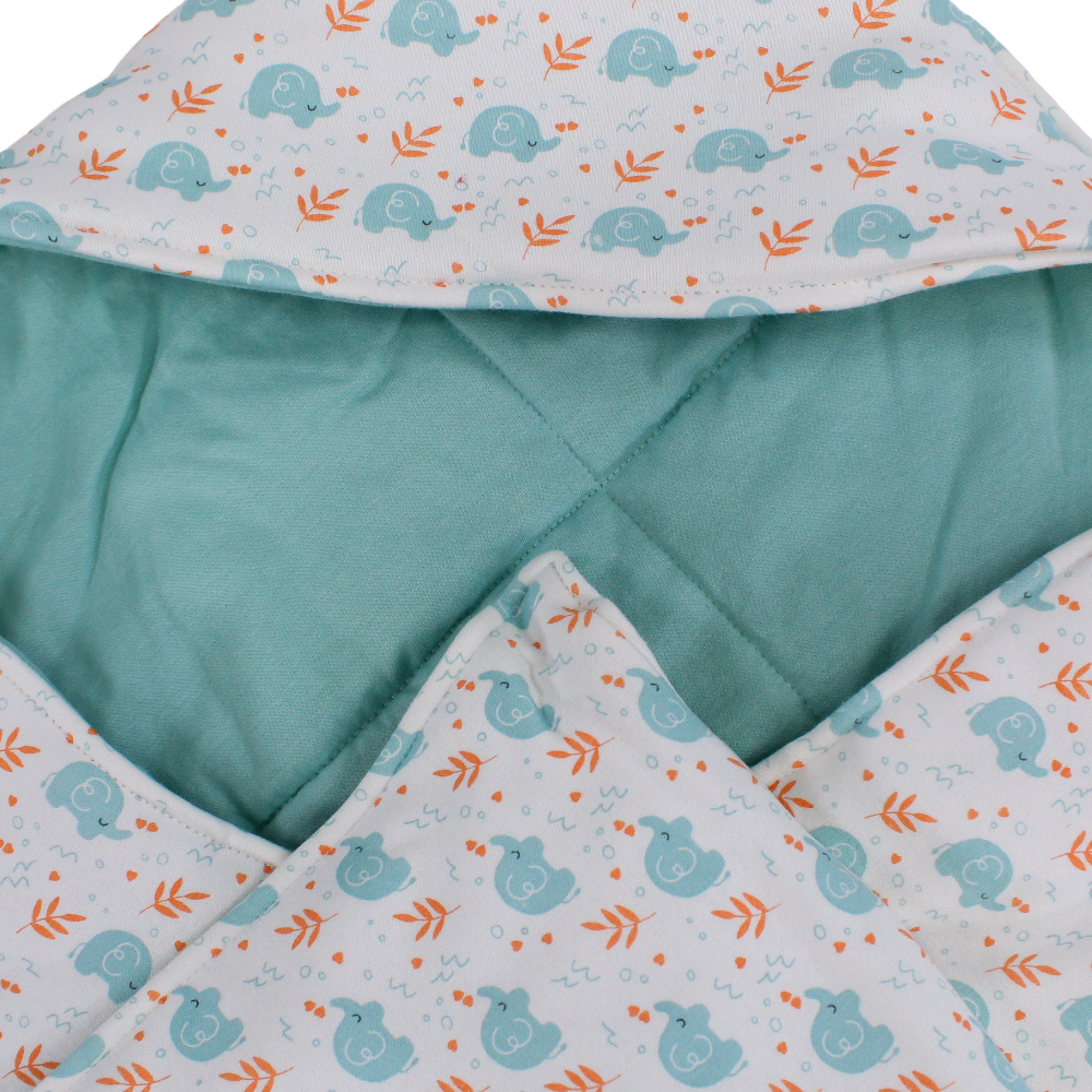 Cotton Baby Blanket – Off-White with Little Elephants Print
