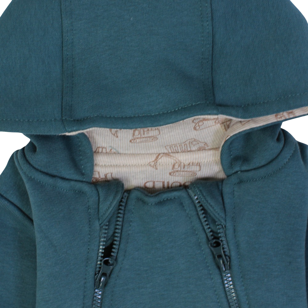 Baby Boys Hooded Footless Onesie – Mint with Build Design