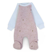 Baby Girls Cotton Baby Footie – Pink with Stars & Clouds Design