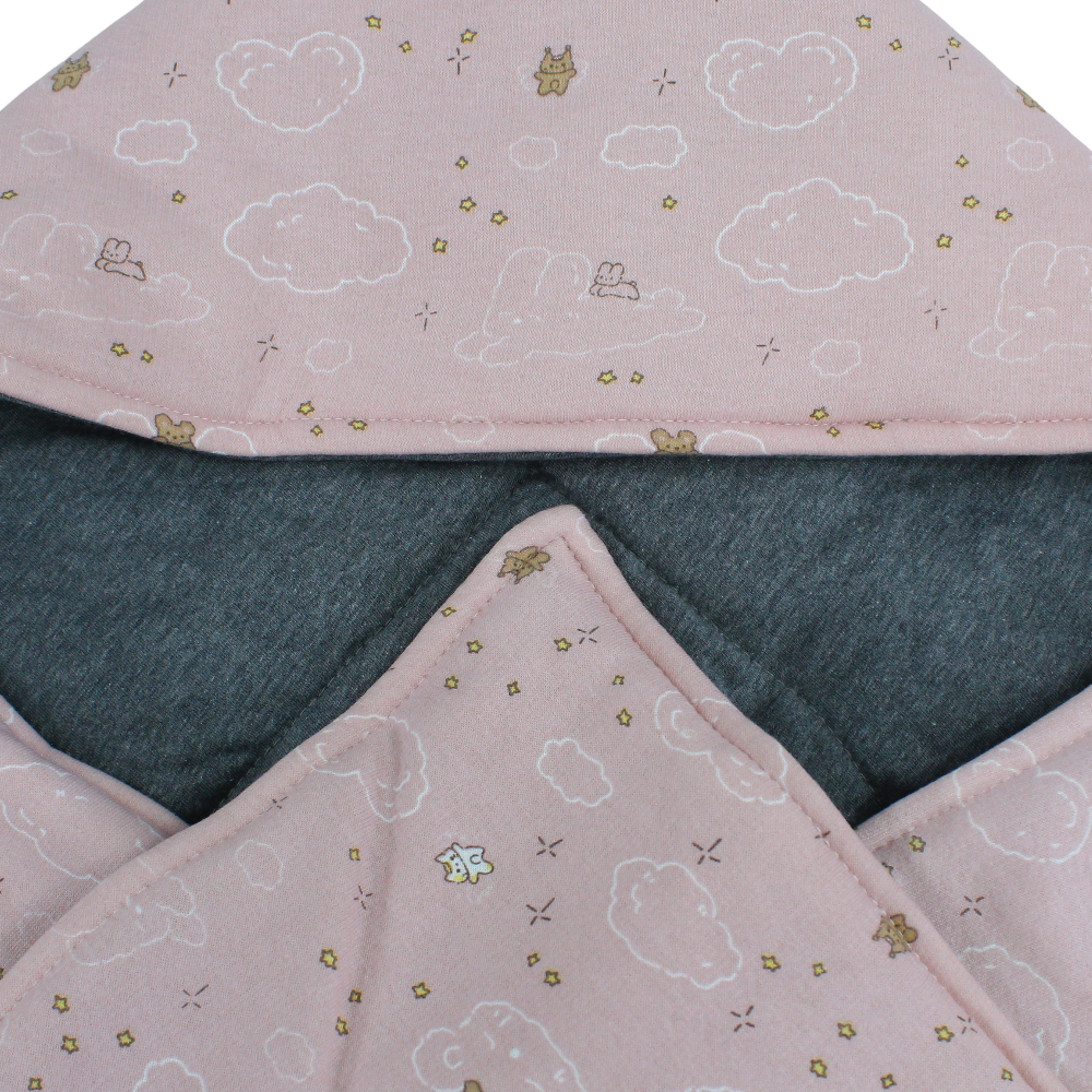 Cotton Baby Blanket – Pink with Stars & Clouds Print