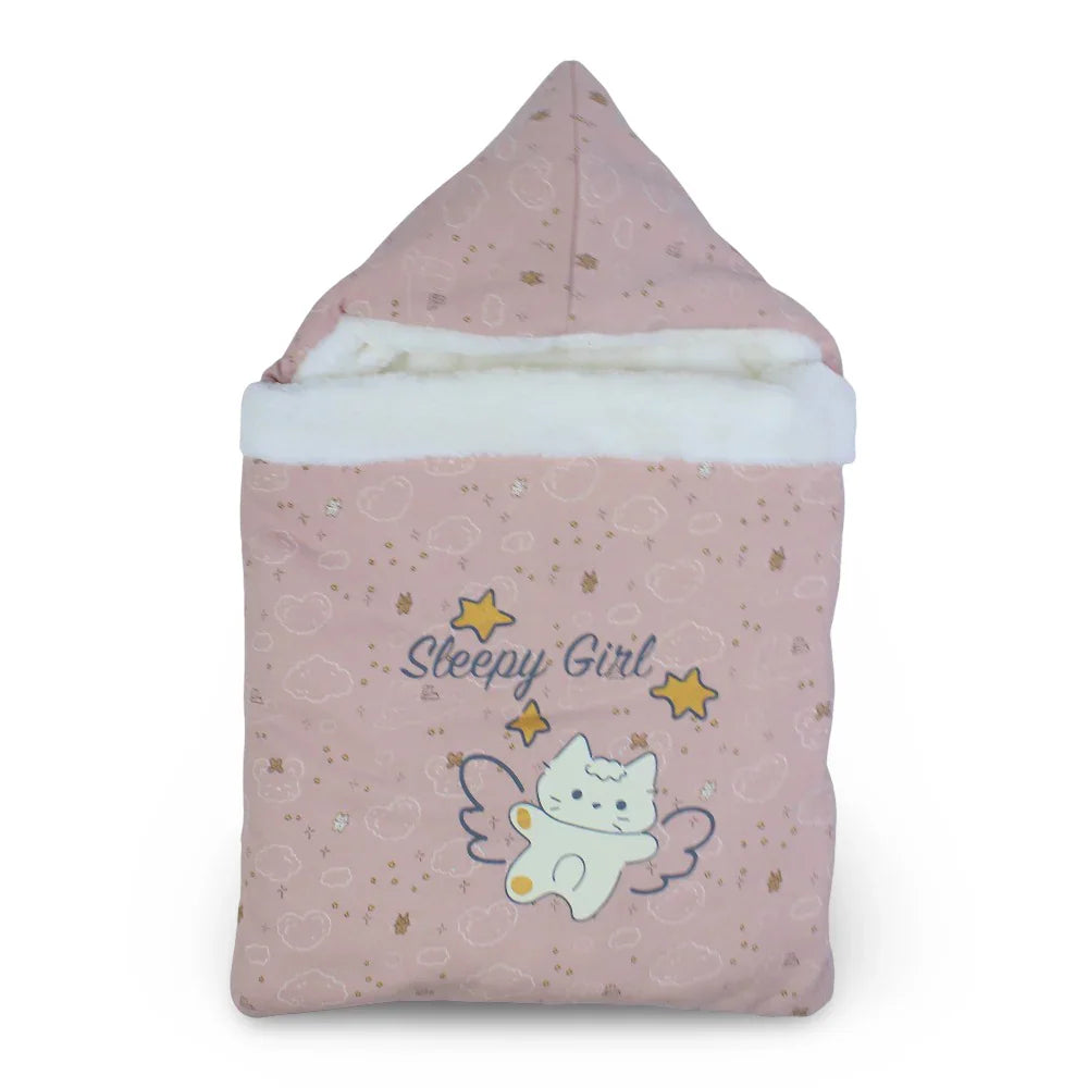 Baby Girls Baby Sleeping Bag – Pink with "Sleepy Girl" Design