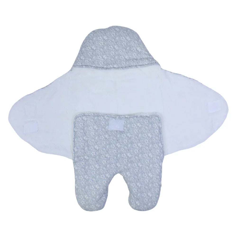Baby Girls Swaddle – Grey with Butterfly Design & Fur Lining