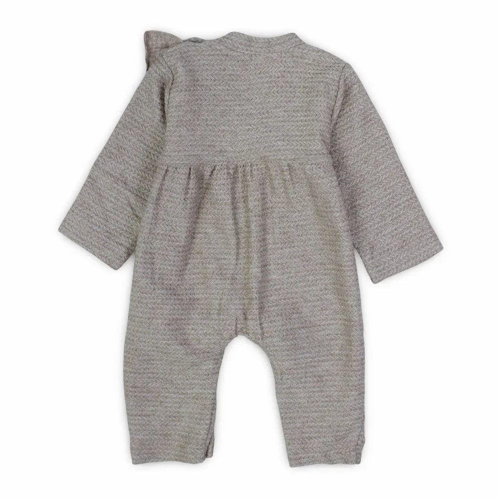 Baby Girls Cotton Footless Onesie – Coffee with Buttons Design