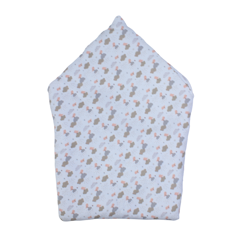 Cotton Baby Blanket – Off White with Birds & Clouds Design