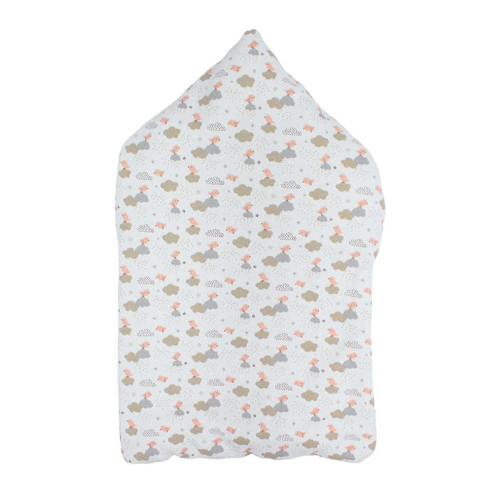 Baby Girls Cotton Sleeping Bag – Off-White with Cute Birds & Clouds Design