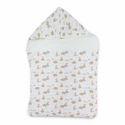 Baby Girls Cotton Sleeping Bag – Off-White with Cute Birds & Clouds Design