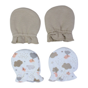 Baby Girls Hand Mittens – Off-White & Beige with Birds Design
