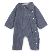 Baby Girls Cotton Footless Onesie – Grey with Fur Lining