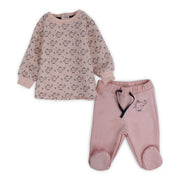 Baby Girls Cotton Pajama Set – Pink with Elephants Print