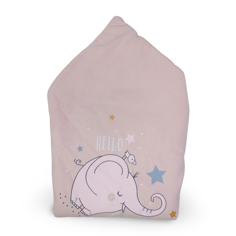 Cotton Baby Blanket – Pink with Elephant Design