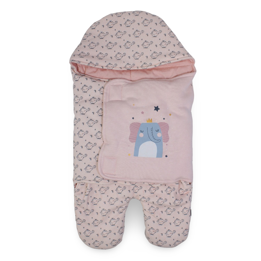 Baby Girls Cotton Swaddle – Pink with Elephant Design