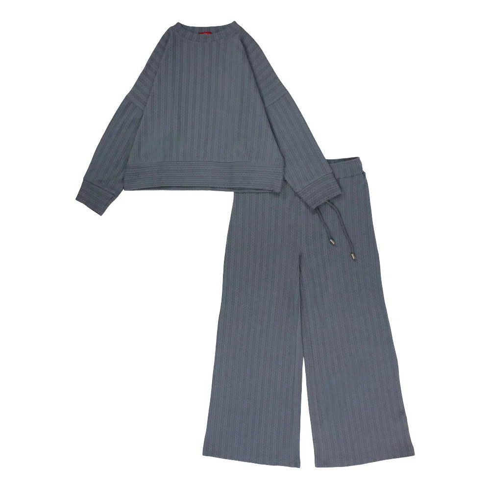 Girls Wool Pajama Set – Striped Mint