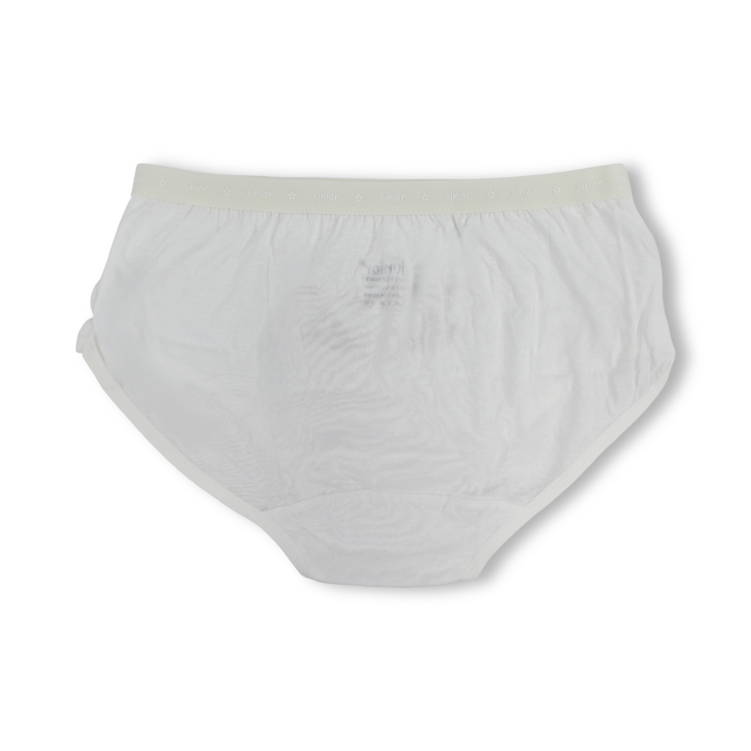 Girls Cotton Pantie – Off-White with "Flower" Print
