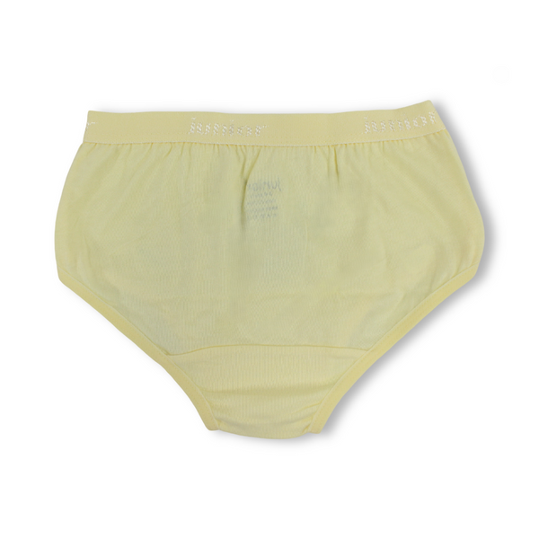Girls Cotton Pantie – Yellow with "Spring" Print