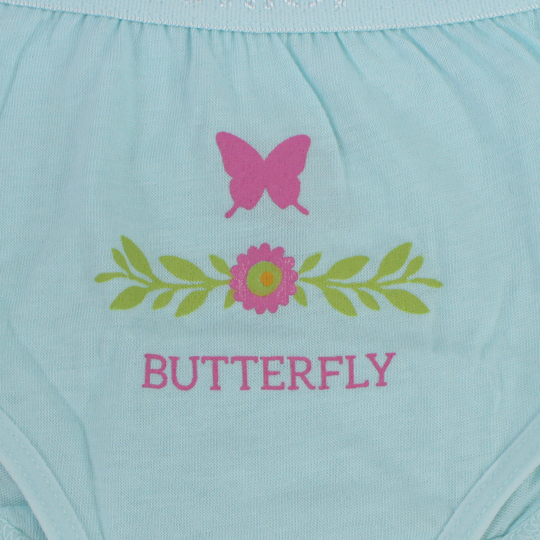 Girls Cotton Pantie – Aqua with "Butterfly" Print