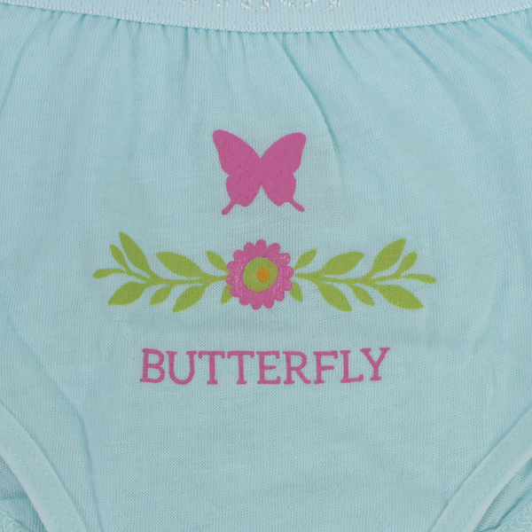 Girls Cotton Pantie – Aqua with "Butterfly" Print