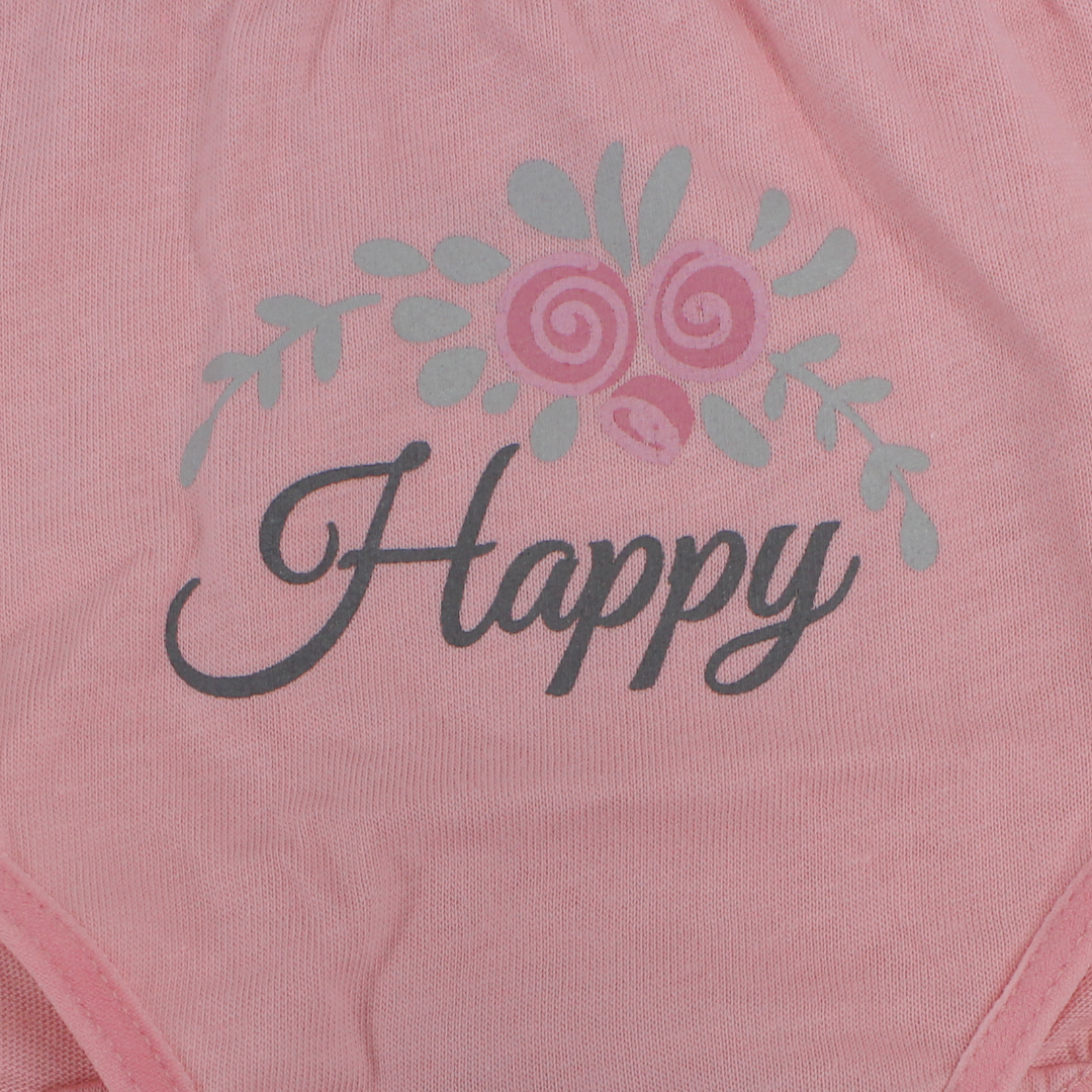 Girls Cotton Pantie – Salmon with "Happy" Print