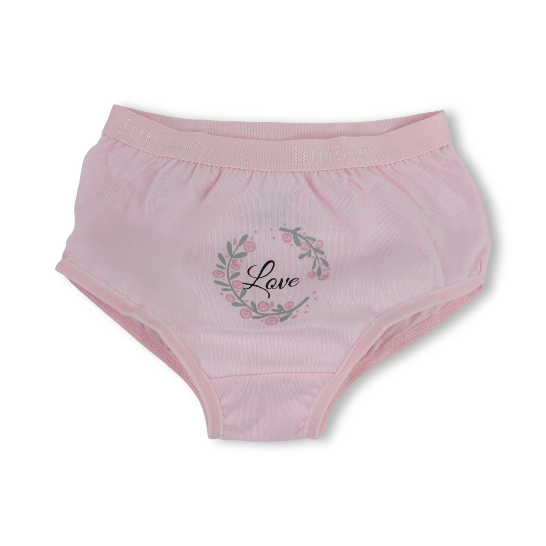 Girls Cotton Pantie – Pink with "Love" Print