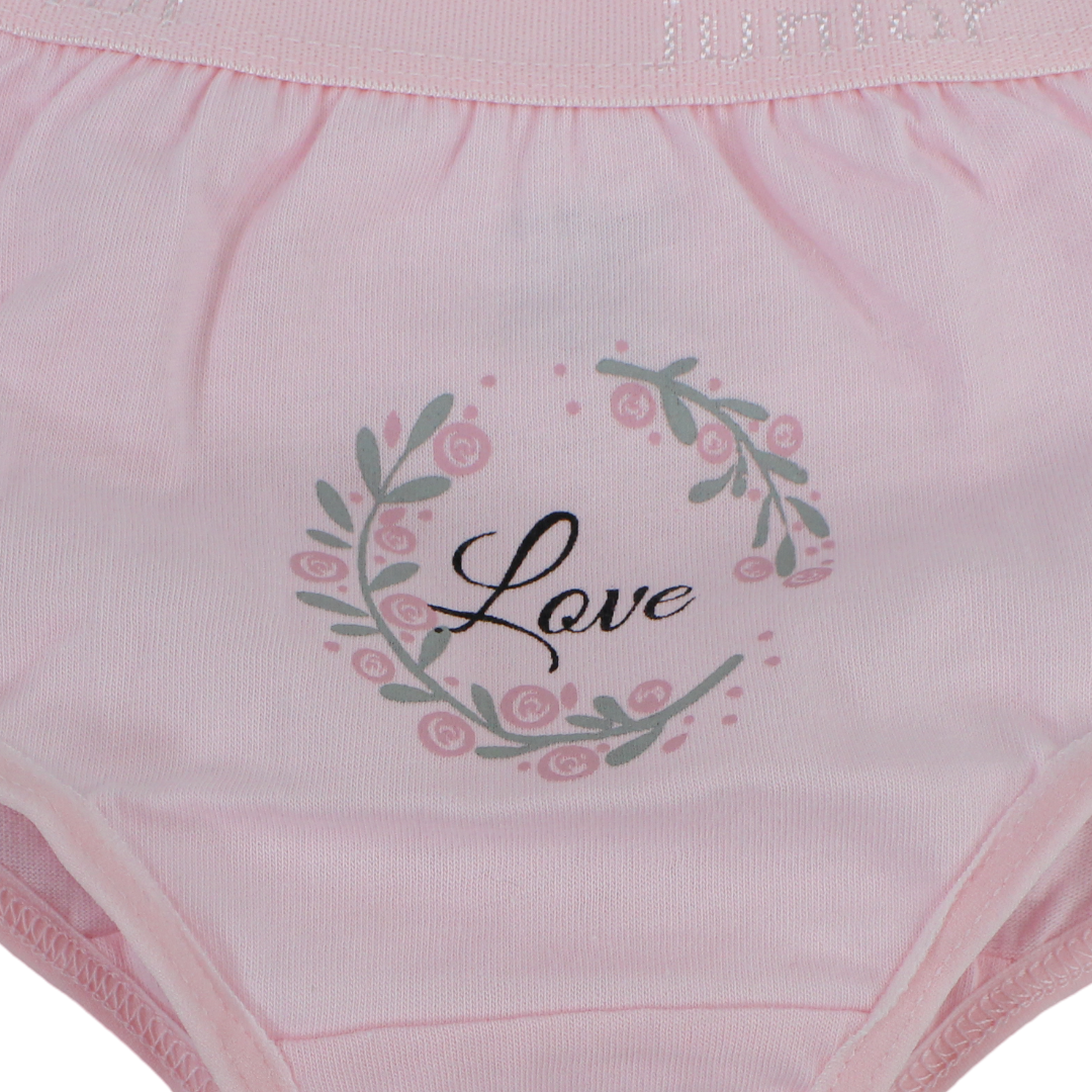 Girls Cotton Pantie – Pink with "Love" Print