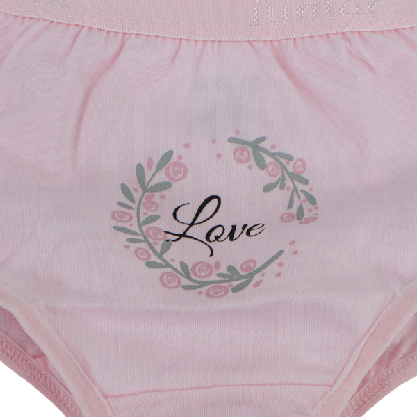 Girls Cotton Pantie – Pink with "Love" Print
